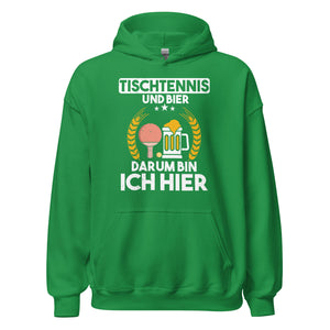 Tischtennis und Bier! Hier bin ich Hoodie | Sportlicher Kapuzenpullover