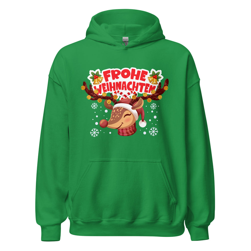 Frohe Weihnachten - Rentier Design Hoodie. Festlicher Kapuzenpullover