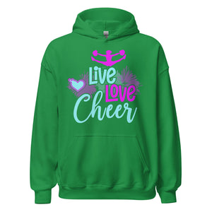 Hoodie mit Lebensmotto: Live! Love! Cheer! Cheerleader Vibe