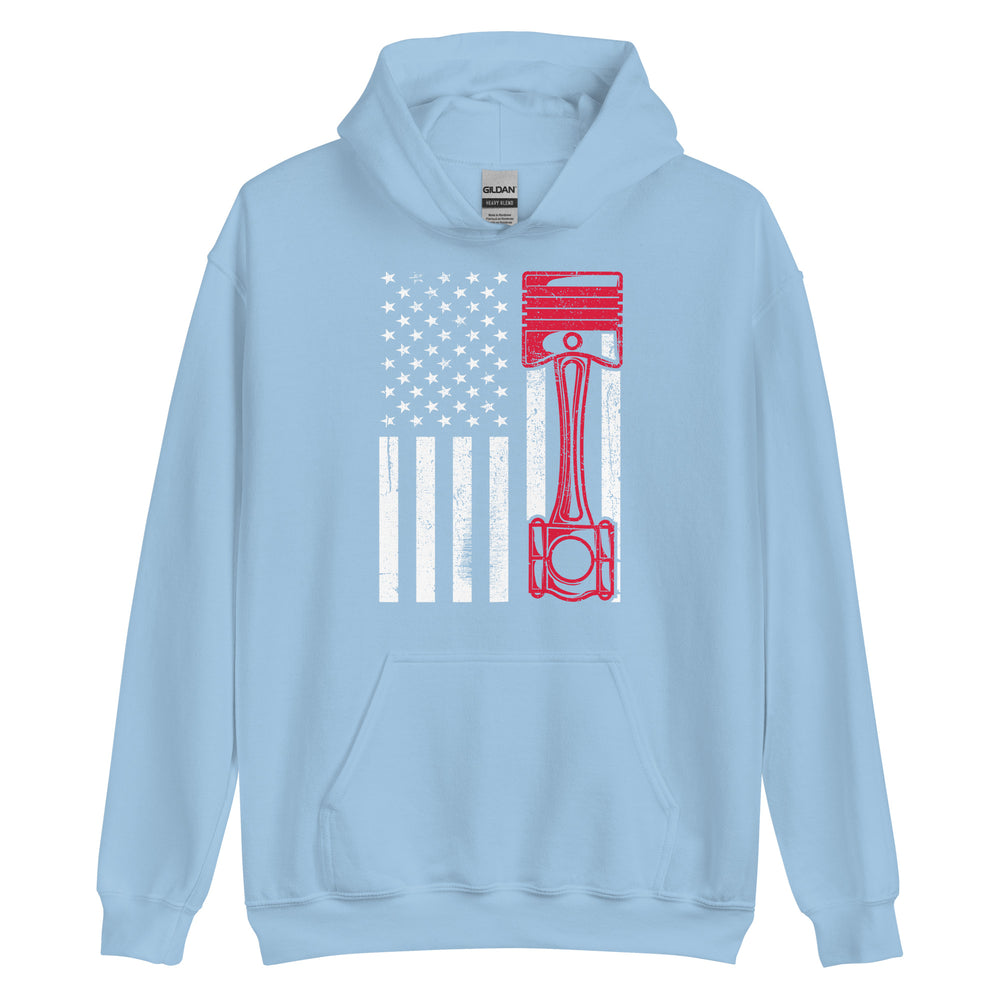 American Flag Muscle Car Hoodie | Stylischer Kapuzenpullover für Auto-Enthusiasten