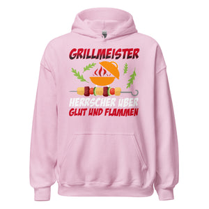 Stolzer Grillmeister-Kapuzenpullover | Spruch: "Grillmeister! Herrscher über Glut und Flammen!"