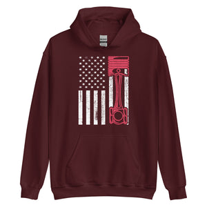 American Flag Muscle Car Hoodie | Stylischer Kapuzenpullover für Auto-Enthusiasten