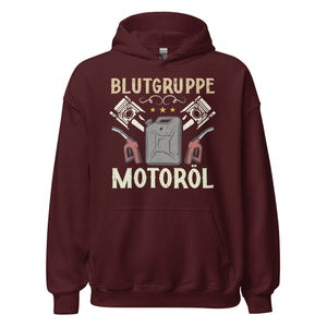 Blutgruppe Motoröl Hoodie | Stylischer Kapuzenpullover für Auto-Enthusiasten