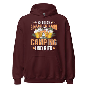 Camping und Bier Hoodie | Outdoor-Kapuzenpullover für den einfachen Mann