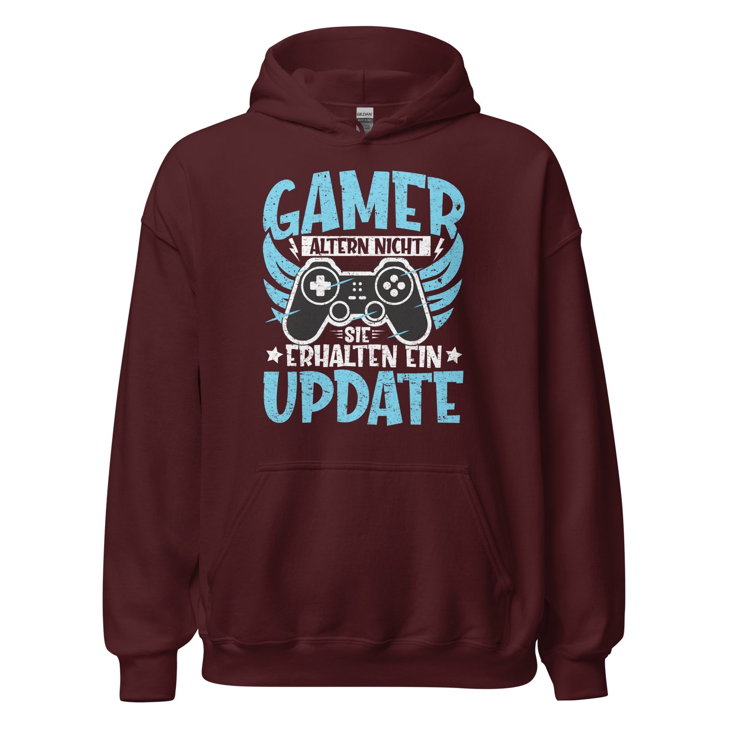 Gamer Hoodie mit Spruch "Gamer altern nicht, sie erhalten ein Update"