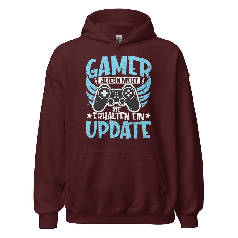 Gamer Hoodie mit Spruch "Gamer altern nicht, sie erhalten ein Update"