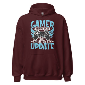 Gamer Hoodie mit Spruch "Gamer altern nicht, sie erhalten ein Update"