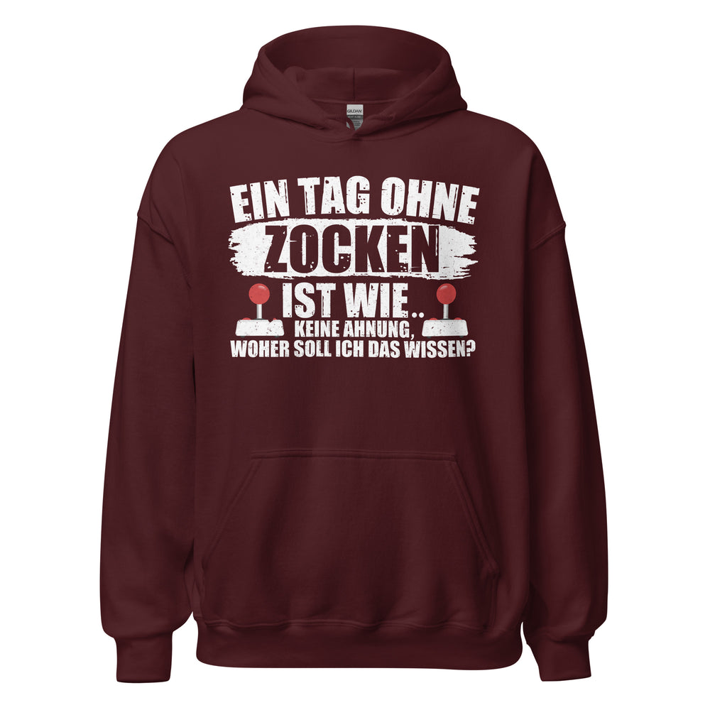 Lustiger Kapuzenpullover für Gaming-Fans | Spruch: "Keine Ahnung ohne Zocken!"