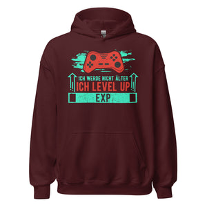 Coole Level-up Gaming-Kapuzenpullover | Spruch: "Nicht alternd, Level up EXP!"