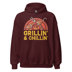 Entspannter Grill-Kapuzenpullover | Spruch: "Grillin und Chillin. Entspannt grillen."