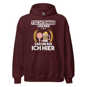 Tischtennis und Bier! Hier bin ich Hoodie | Sportlicher Kapuzenpullover