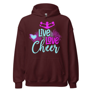 Hoodie mit Lebensmotto: Live! Love! Cheer! Cheerleader Vibe