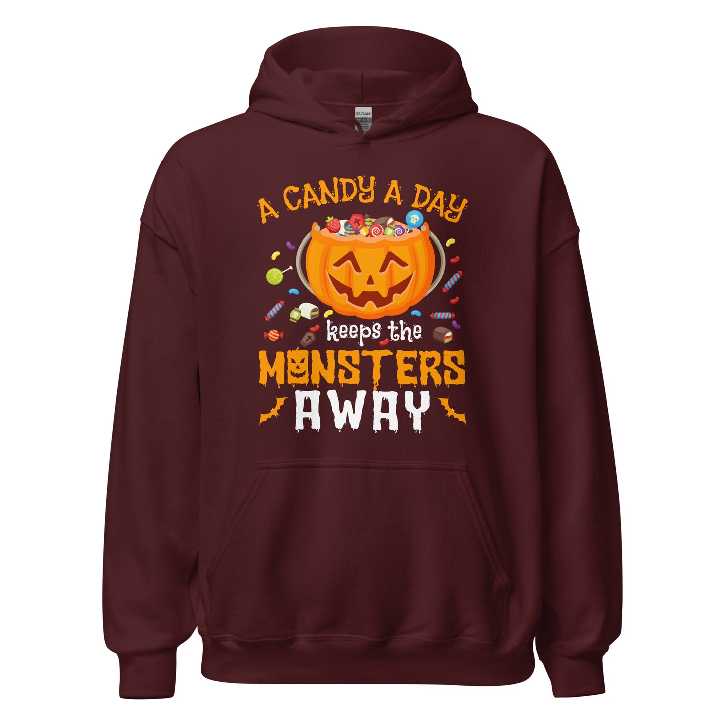 Halloween Hoodie: A Candy A Day keeps the Monsters away - Gruselig-cooler Kapuzenpullover