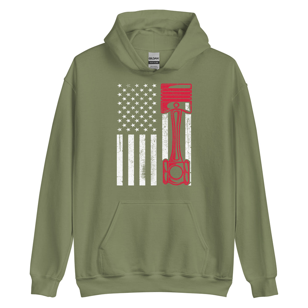 American Flag Muscle Car Hoodie | Stylischer Kapuzenpullover für Auto-Enthusiasten