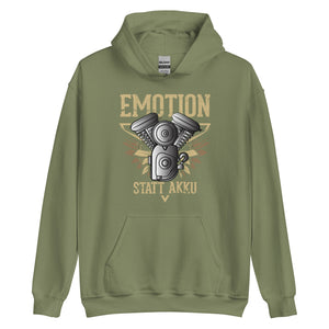 Echte Emotion statt Akku Hoodie | Stylischer Kapuzenpullover für Technikliebhaber