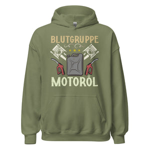 Blutgruppe Motoröl Hoodie | Stylischer Kapuzenpullover für Auto-Enthusiasten