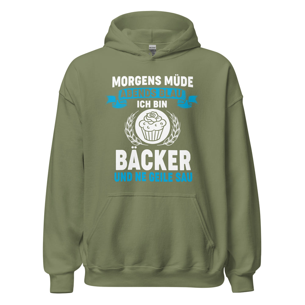 Morgens müde, Abends blau Hoodie | Stylischer Kapuzenpullover für Bäcker