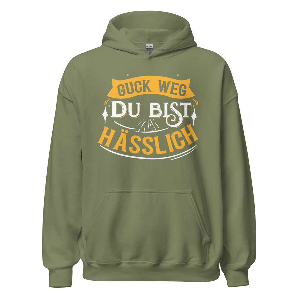 Provokanter Hoodie mit Spruch "Guck weg, Du bist hässlich" für selbstbewussten Style