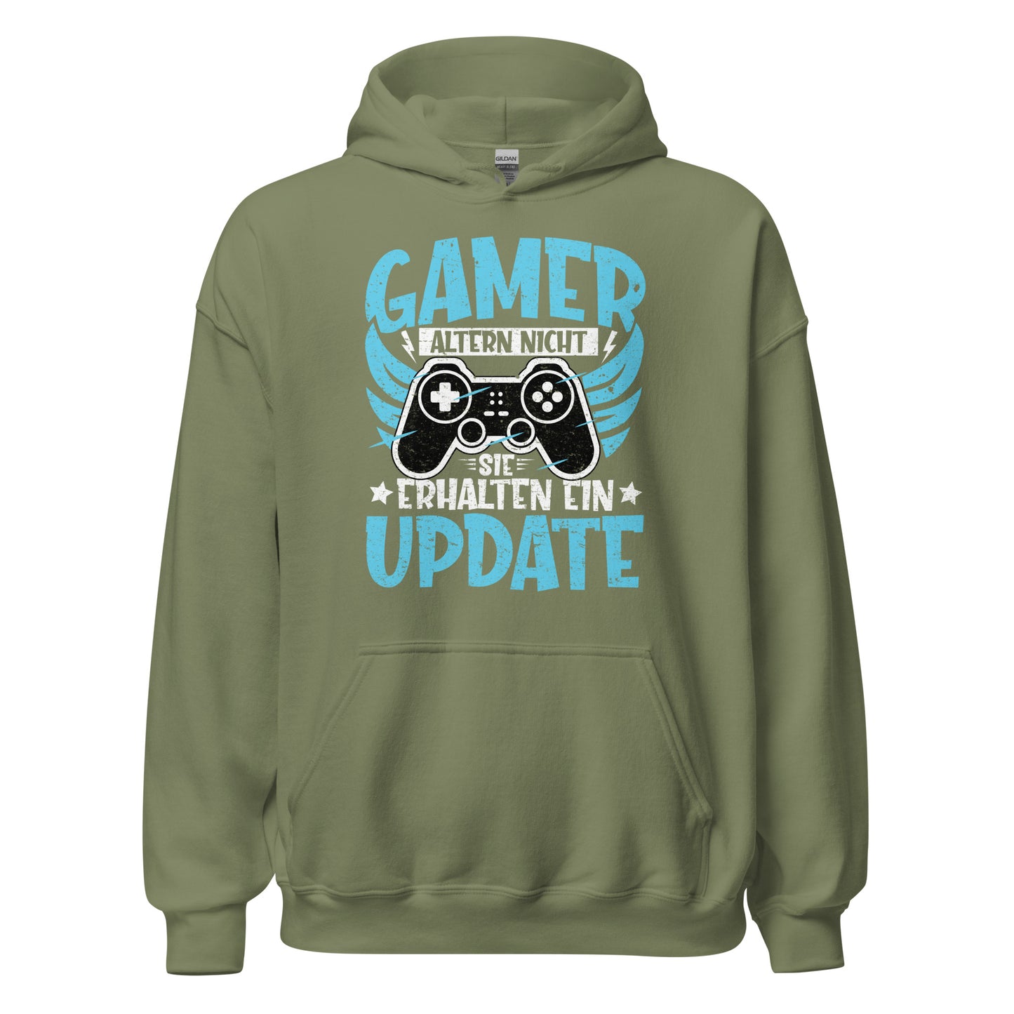 Gamer Hoodie mit Spruch "Gamer altern nicht, sie erhalten ein Update"