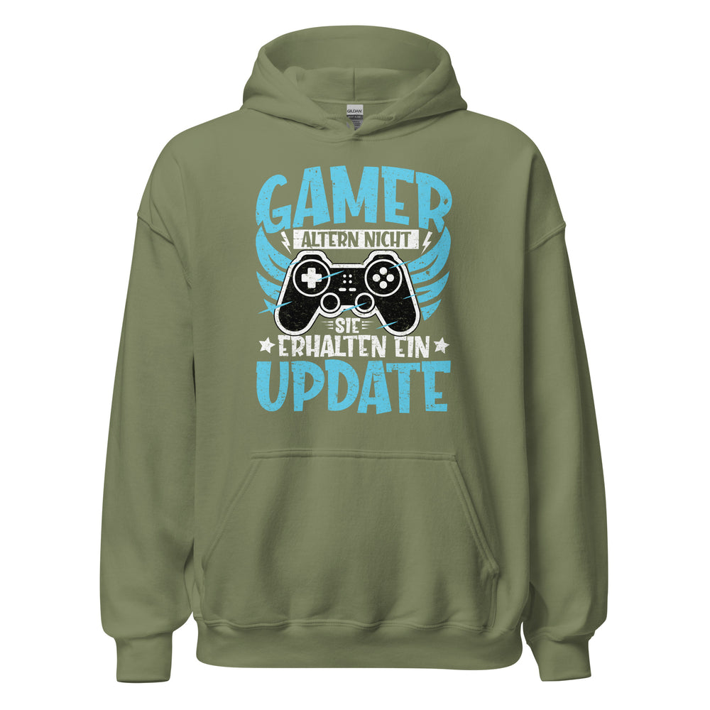 Gamer Hoodie mit Spruch "Gamer altern nicht, sie erhalten ein Update"