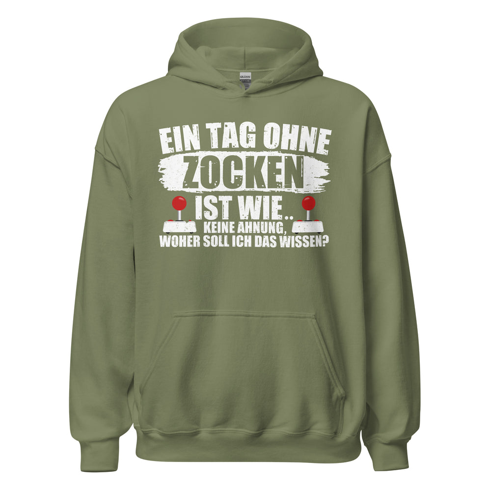 Lustiger Kapuzenpullover für Gaming-Fans | Spruch: "Keine Ahnung ohne Zocken!"
