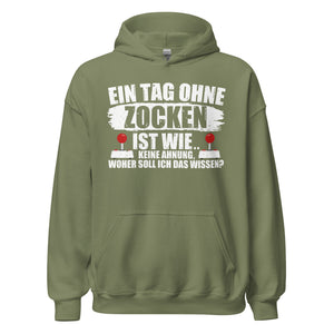 Lustiger Kapuzenpullover für Gaming-Fans | Spruch: "Keine Ahnung ohne Zocken!"