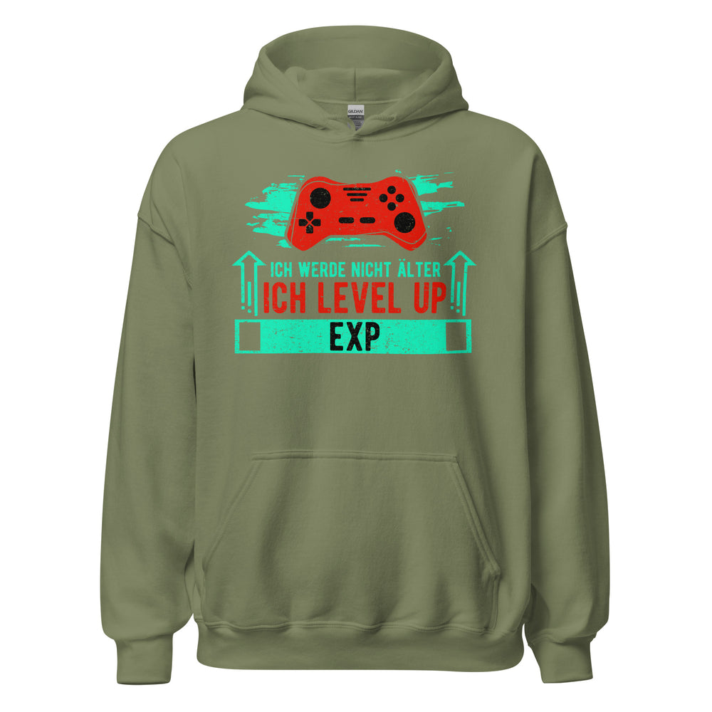 Coole Level-up Gaming-Kapuzenpullover | Spruch: "Nicht alternd, Level up EXP!"