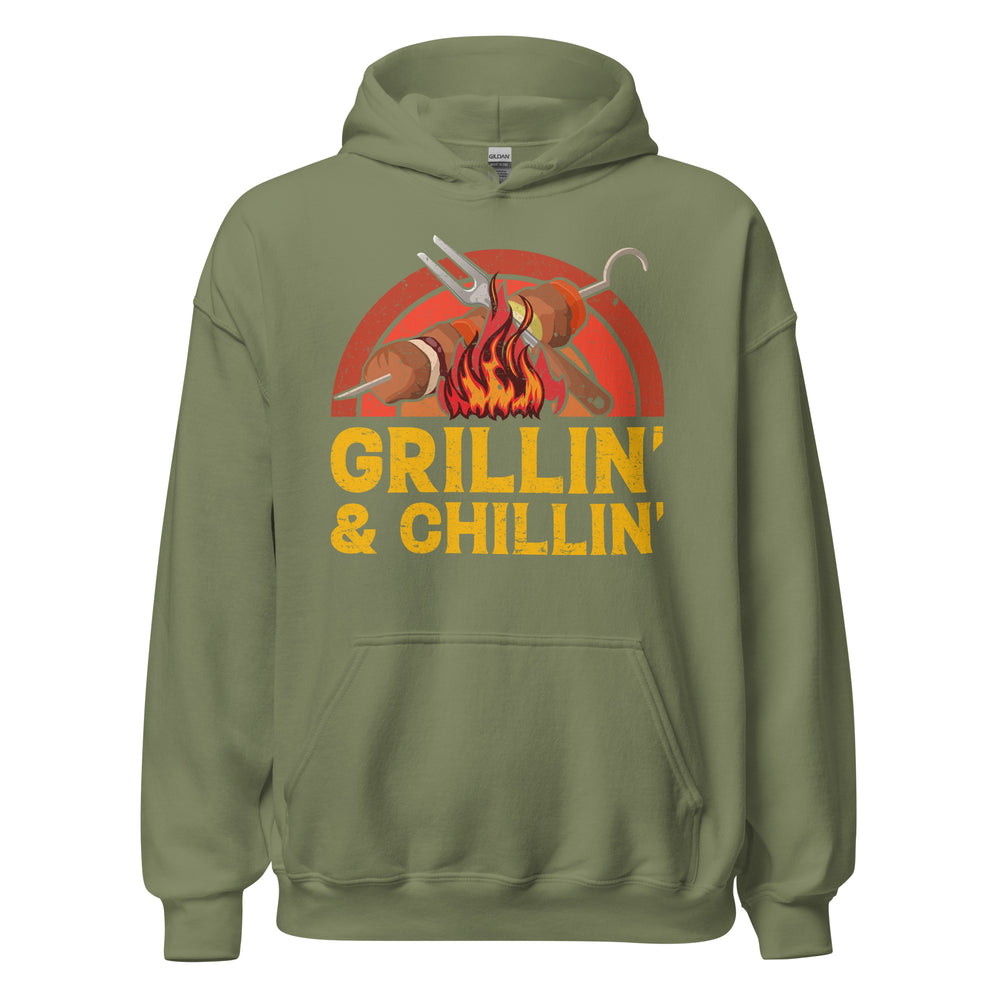 Entspannter Grill-Kapuzenpullover | Spruch: "Grillin und Chillin. Entspannt grillen."
