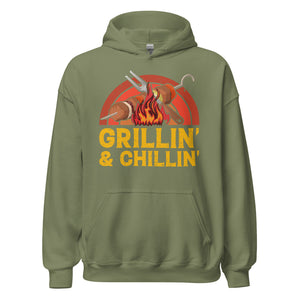 Entspannter Grill-Kapuzenpullover | Spruch: "Grillin und Chillin. Entspannt grillen."