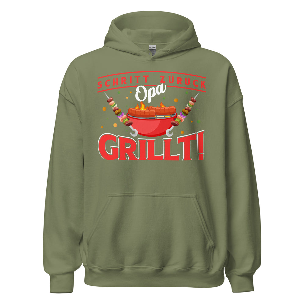 Lustiger Opa Grill-Kapuzenpullover | Spruch: "Schritt zurück, der Opa grillt!"