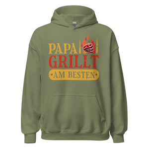 Trendiger Papa Grill-Kapuzenpullover | Spruch: "Papa GRILLT am besten!"