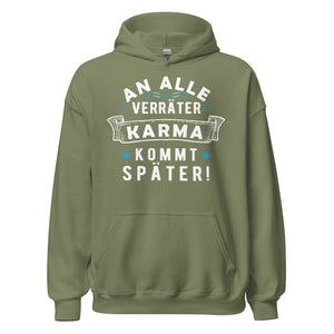 Kapuzenpullover "An alle Verräter, Karma kommt später!" | Stilvolle Hoodies