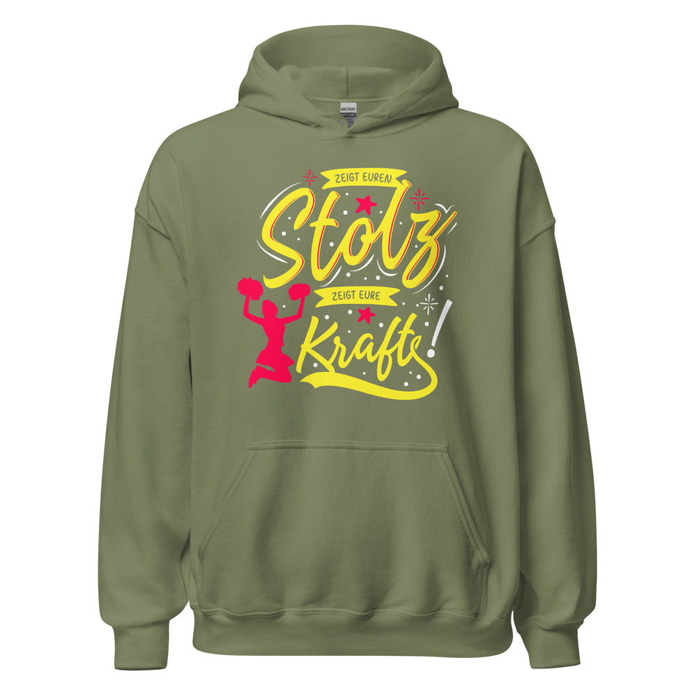 Stolz und Kraft vereint: Exklusiver Cheerleader-Fan Hoodie mit inspirierendem Spruch