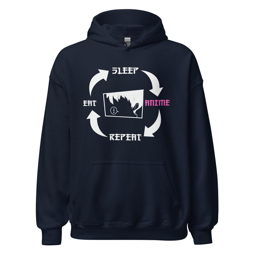 Eat, Sleep, Anime, Repeat! Hoodie | Stylischer Kapuzenpullover für Anime-Liebhaber