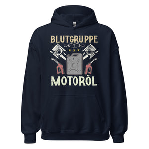 Blutgruppe Motoröl Hoodie | Stylischer Kapuzenpullover für Auto-Enthusiasten