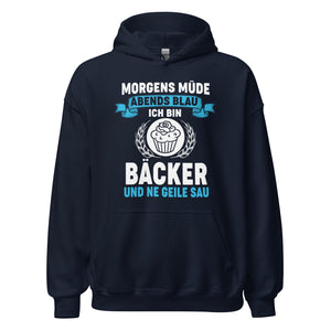 Morgens müde, Abends blau Hoodie | Stylischer Kapuzenpullover für Bäcker