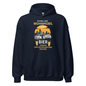 Ich will nur Campen Hoodie | Outdoor-Kapuzenpullover für Campingliebhaber