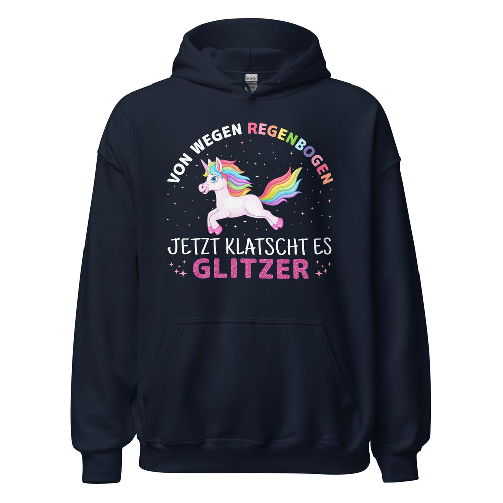 Jetzt klatscht es GLITZER Hoodie | Lustiger Regenbogen Spruch Kapuzenpullover