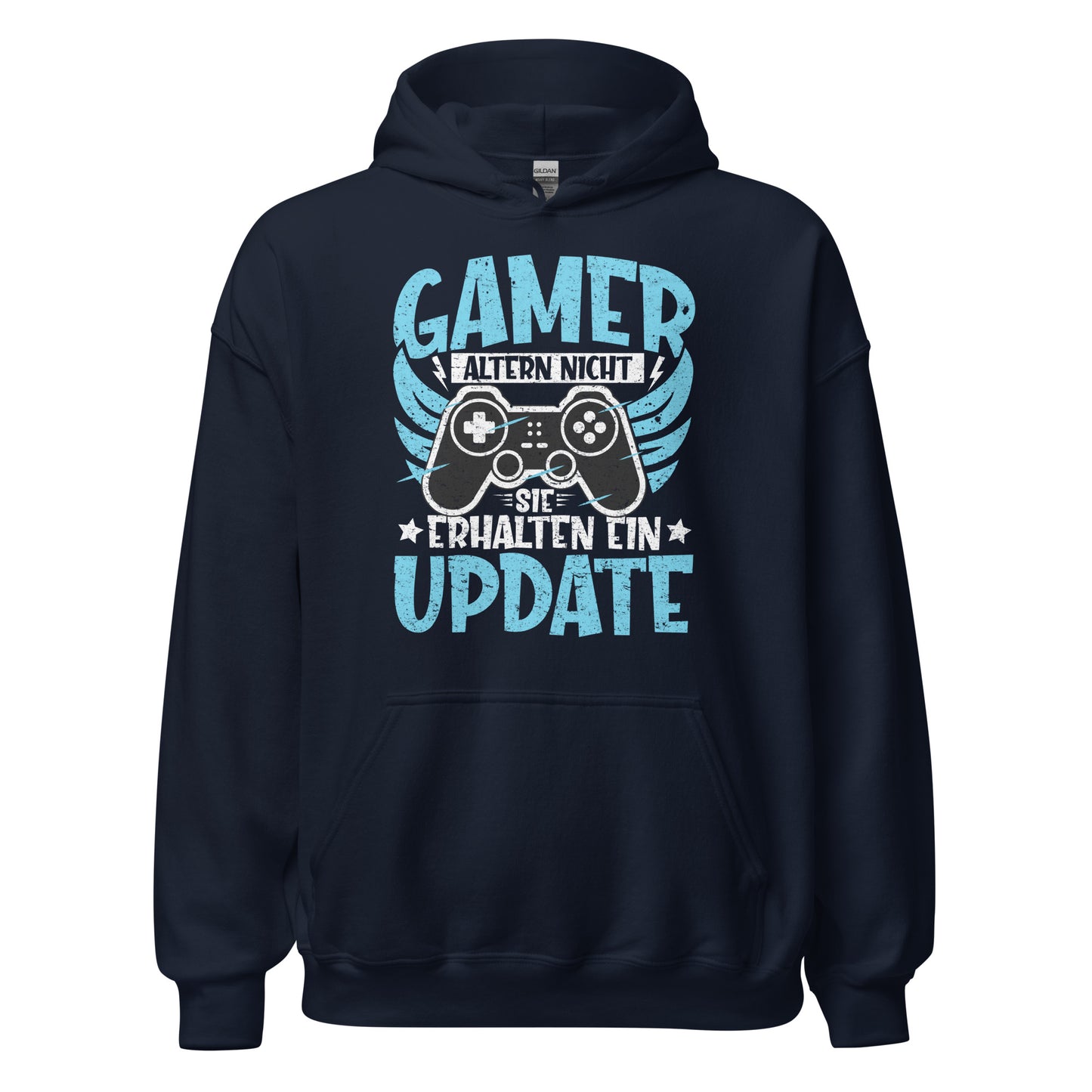 Gamer Hoodie mit Spruch "Gamer altern nicht, sie erhalten ein Update"