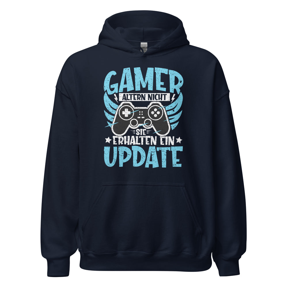 Gamer Hoodie mit Spruch "Gamer altern nicht, sie erhalten ein Update"