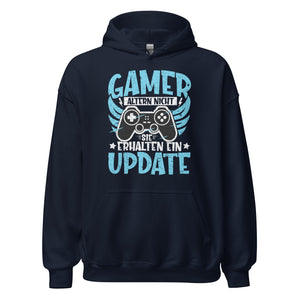 Gamer Hoodie mit Spruch "Gamer altern nicht, sie erhalten ein Update"