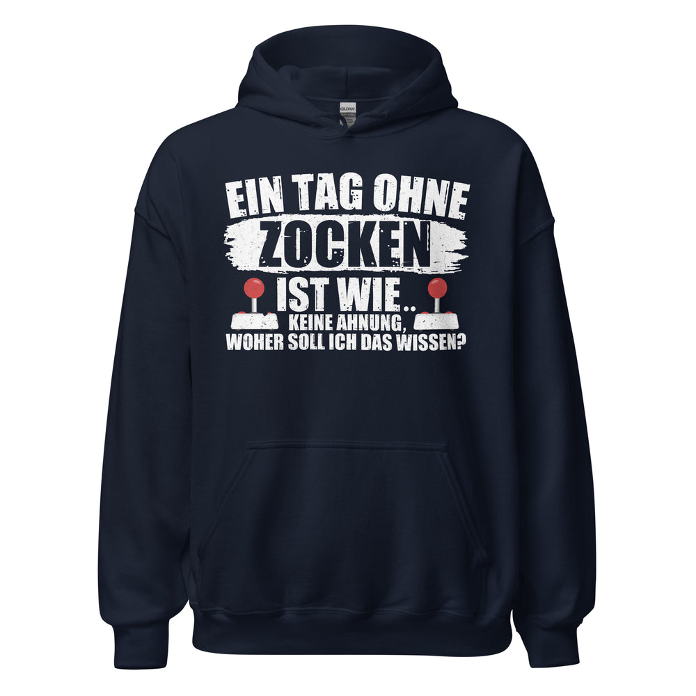 Lustiger Kapuzenpullover für Gaming-Fans | Spruch: "Keine Ahnung ohne Zocken!"