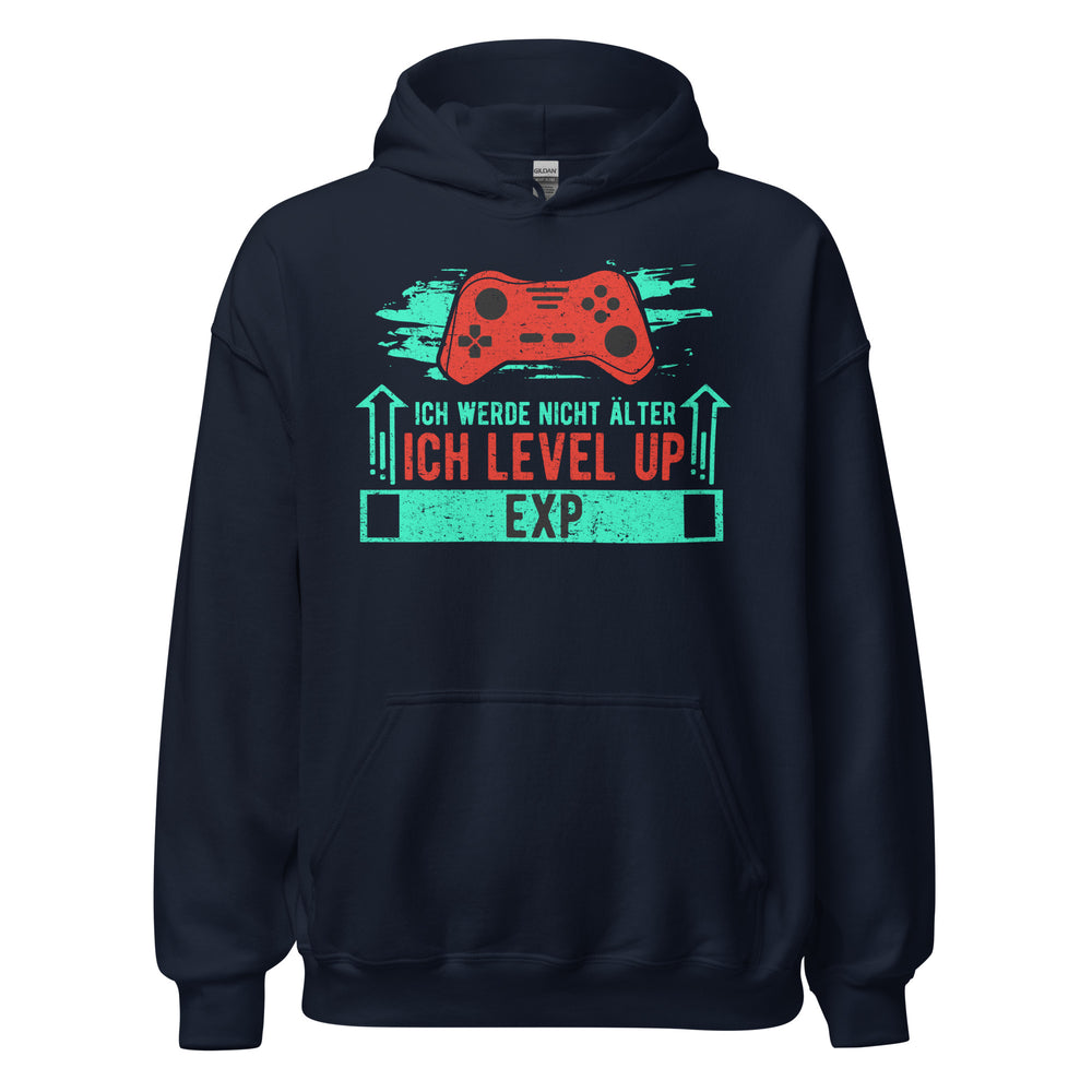 Coole Level-up Gaming-Kapuzenpullover | Spruch: "Nicht alternd, Level up EXP!"