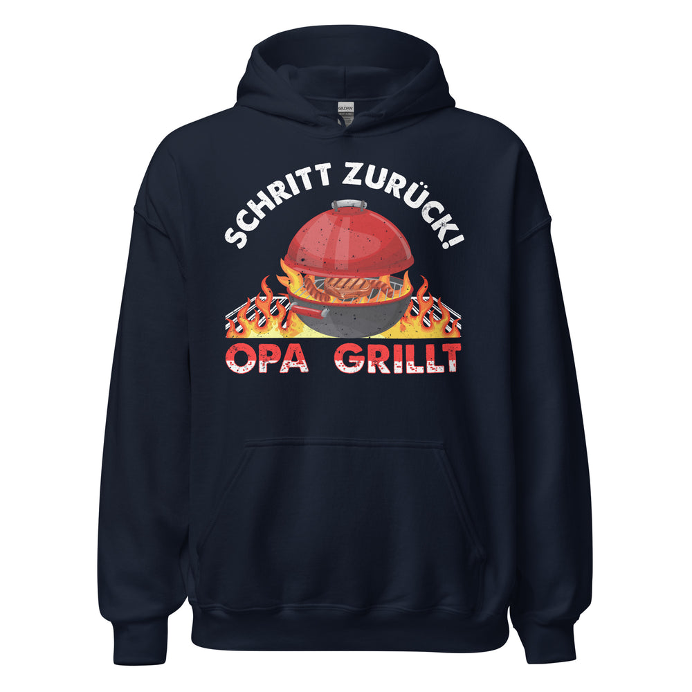 Cooler Opa Grill-Kapuzenpullover | Spruch: "Schritt zurück! OPA grillt"