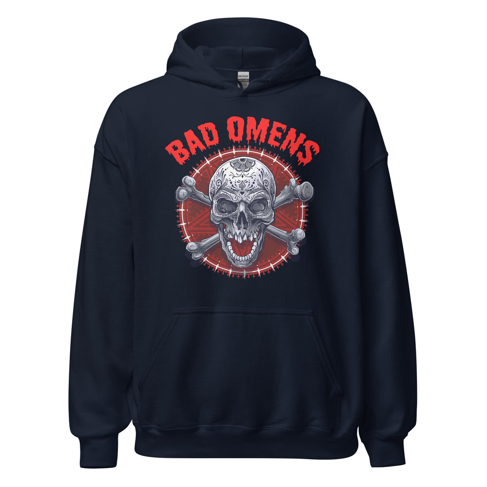 Bad Omens! Schlechtes Omen! Totenkopf Style Hoodie | Unheimlicher Kapuzenpullover