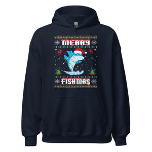 Merry Christmas Fishmas Hoodie - Lustiges Hai-Design für festliche Stimmung