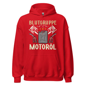 Blutgruppe Motoröl Hoodie | Stylischer Kapuzenpullover für Auto-Enthusiasten