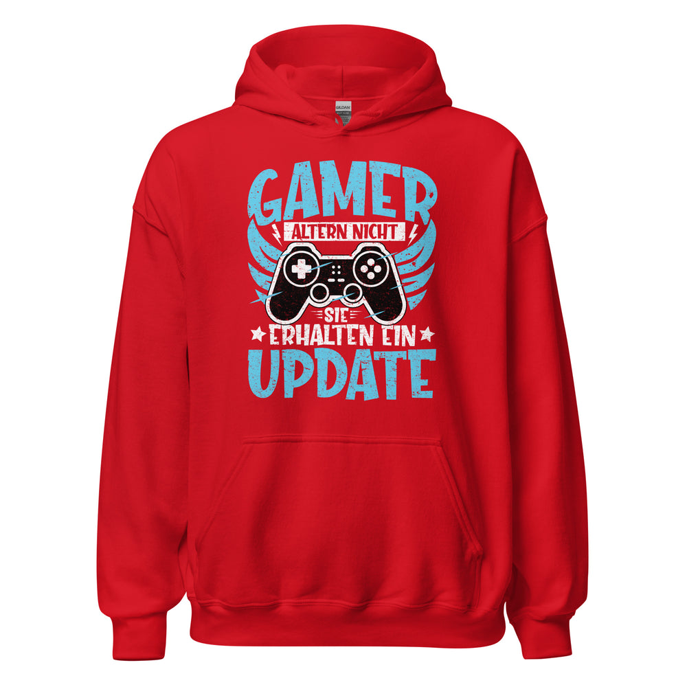 Gamer Hoodie mit Spruch "Gamer altern nicht, sie erhalten ein Update"
