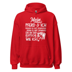 Einzigartige Verbindung! Pferd & Klatsche Kapuzenpullover