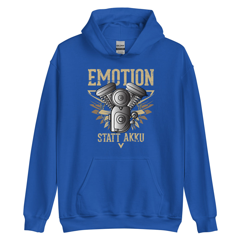 Echte Emotion statt Akku Hoodie | Stylischer Kapuzenpullover für Technikliebhaber